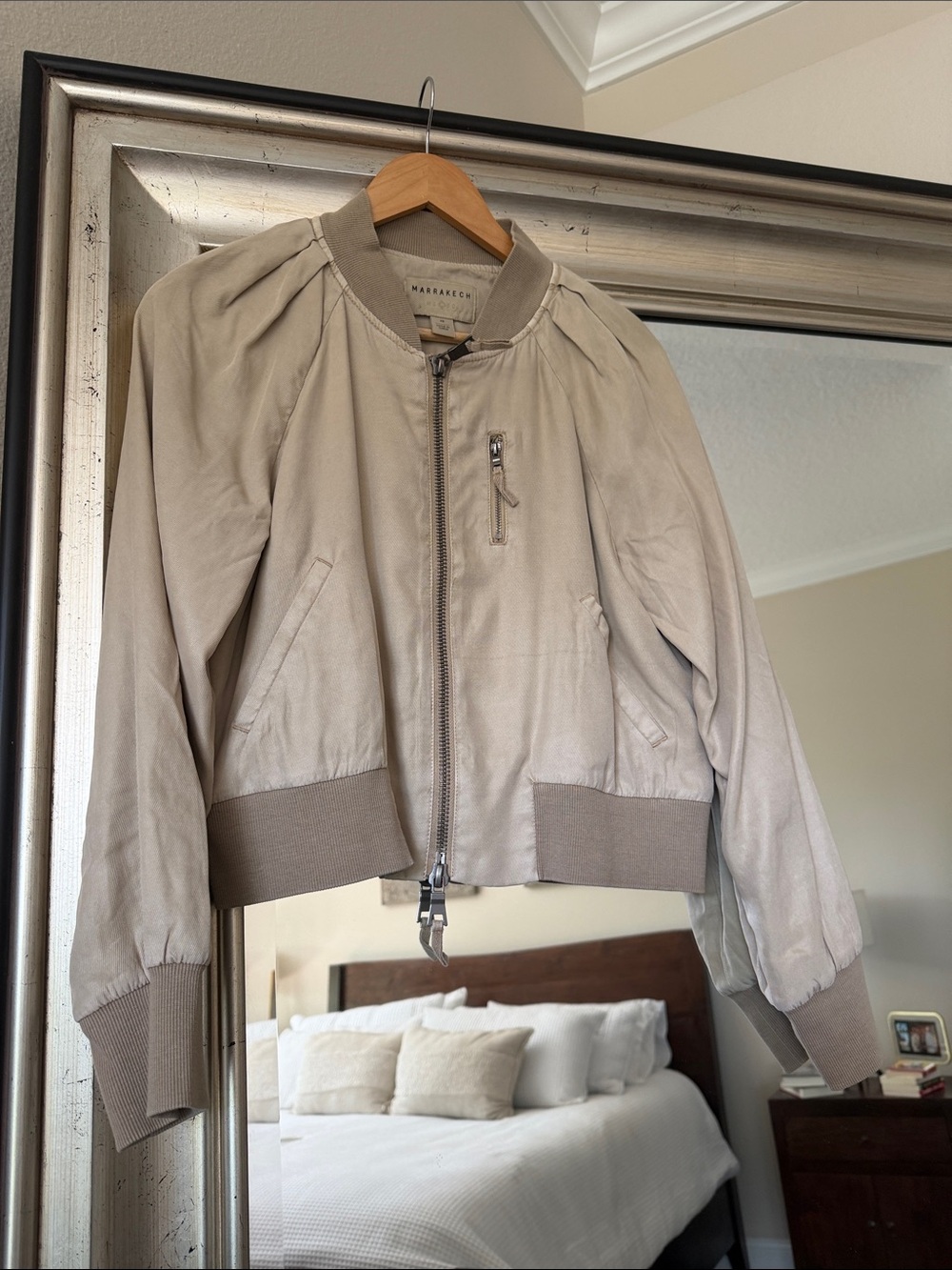 Marrakech Women's Light Taupe Bomber Jacket NWOT